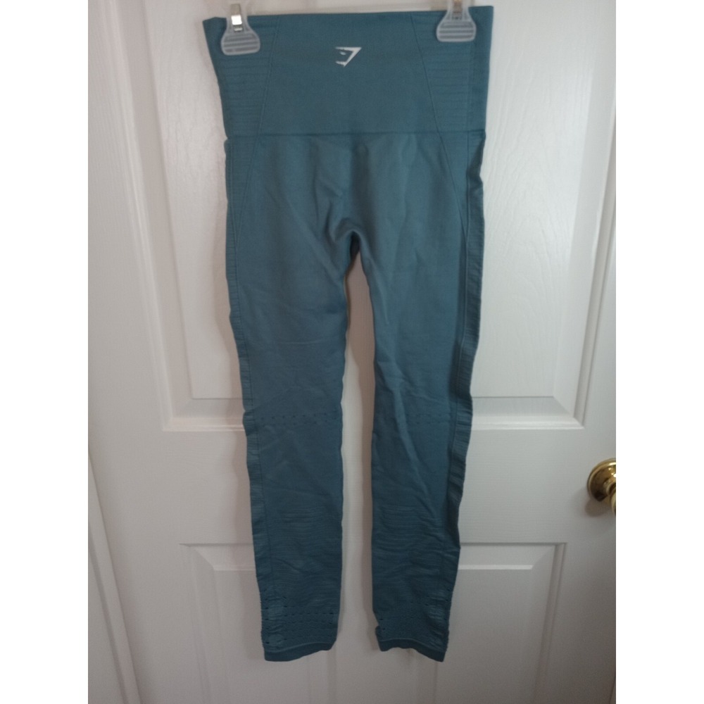 Gymshark Energy Seamless Leggings Blue‎ Size XSmall Activewear Fitness Cutouts - Picture 8 of 16